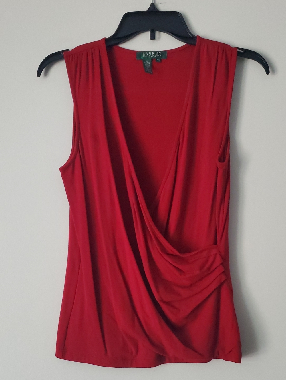 Lauren Ralph Lauren Red Draped Sleeveless Wrap-Style Camisole